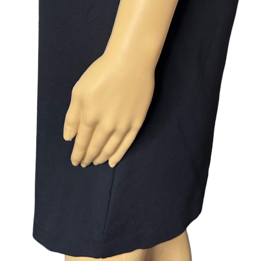 Adrienne Vittadini Shift Dress Size 4 Black Rhinestone Neck knee Length Sleevele - Picture 9 of 14